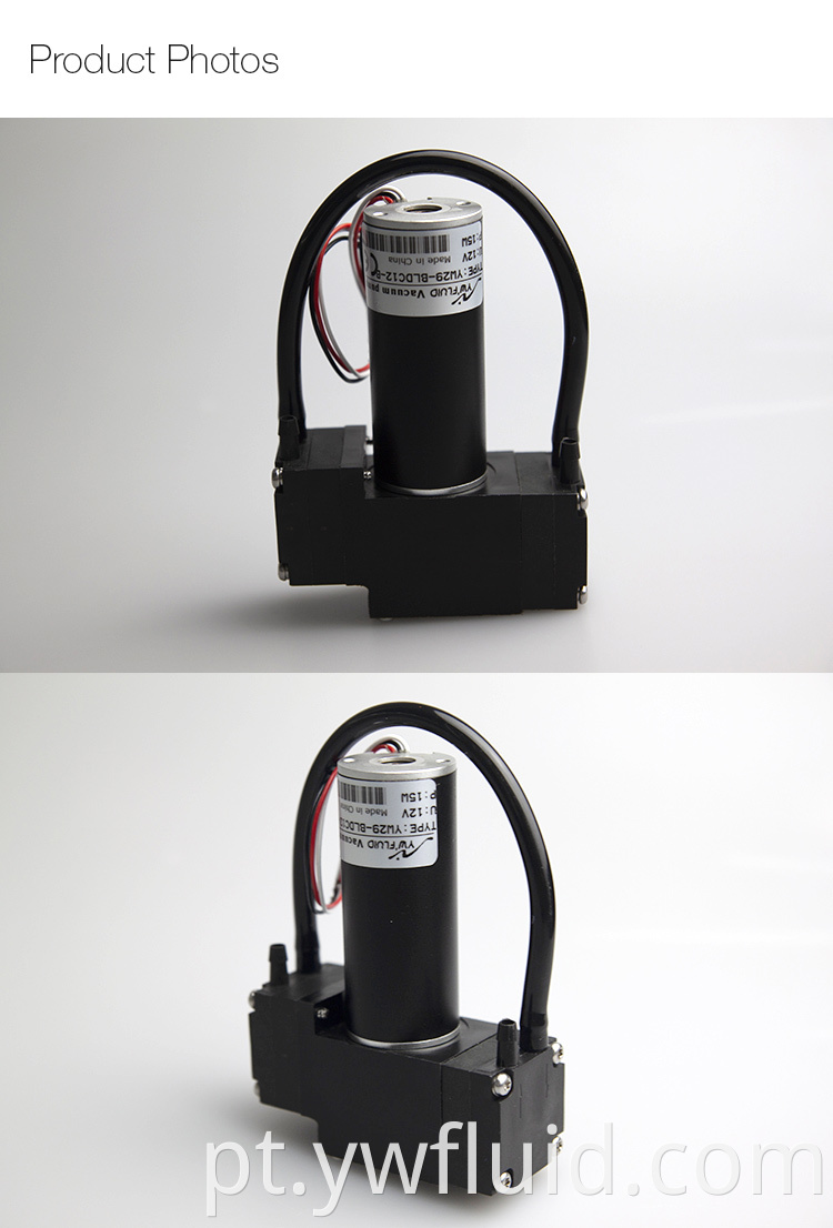 Ywfluid 24V Micro Diafragma Bomba de gás com bom vácuo e longa vida útil